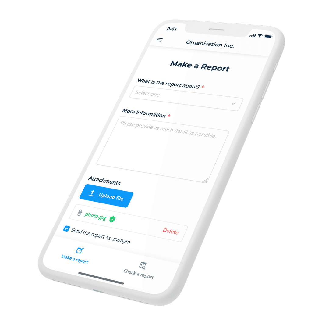 whistleblowing Mobile App - FaceUp  en